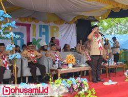 Peringati HUT Ke-64 Gerakan Pramuka, Bupati Thariq Buka Perkemahan Pramuka di Lima Desa