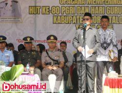 Bupati Thariq Menjadi Inspektur Upacara Pada Peringatan HUT PGRI Ke – 80 Tingkat Gorontalo Utara