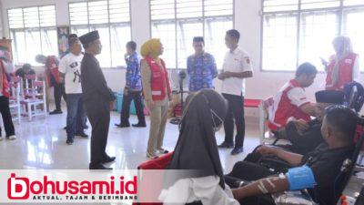 Ketua PMI Gorontalo Utara, Nurjanah Hasan Yusuf Pantau Langsung Kegiatan Donor Darah di Kecamatan Tolinggula