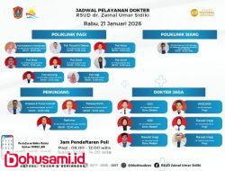 Upaya Tingkatkan Pelayanan, RSUD dr. Zainal Umar Sidiki Umumkan Jadwal Praktik Dokter Spesialis, Rabu (21/1/2026)