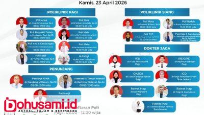Optimalkan Layanan Kesehatan, RSUD dr. Zainal Umar Sidiki Rilis Jadwal Dokter Spesialis Hari Ini
