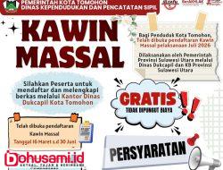 Kolaborasi dengan Pemprov, Pemkot Tomohon Buka Pendaftaran Kawin Massal