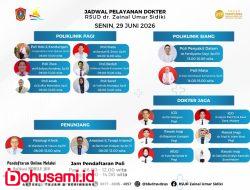 RSUD dr. Zainal Umar Sidiki Rilis Jadwal Pelayanan Dokter Hari Ini, Senin 29 Juni 2026