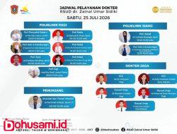 RSUD dr. Zainal Umar Sidiki Rilis Jadwal Dokter Spesialis dan Dokter Jaga Sabtu, 25 Juli 2026