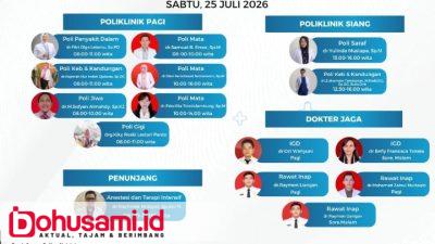 RSUD dr. Zainal Umar Sidiki Rilis Jadwal Dokter Spesialis dan Dokter Jaga Sabtu, 25 Juli 2026