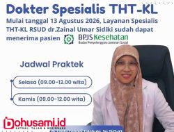 Layanan Spesialis THT-KL RSUD dr. Zainal Umar Sidiki Kini Melayani Pasien BPJS Kesehatan
