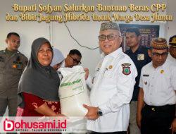 Bupati Sofyan Puhi Salurkan Bantuan Beras CPP dan Bibit Jagung Hibrida di Desa Huntu