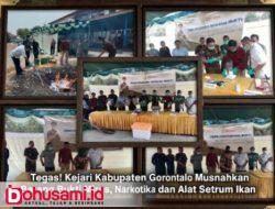 Tegas! Kejari Kabupaten Gorontalo Musnahkan Barang Bukti Miras, Narkotika, dan Alat Setrum Ikan